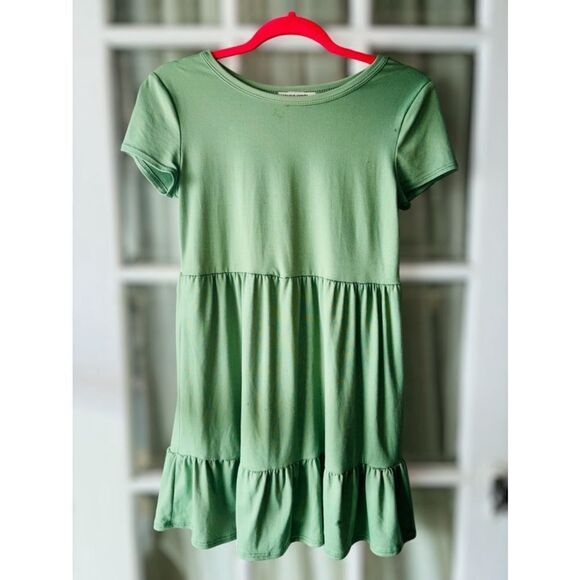 Morning Kisses New York Women’s Size Medium Honeydew Tiered Mini Swing Dress - Picture 10 of 10